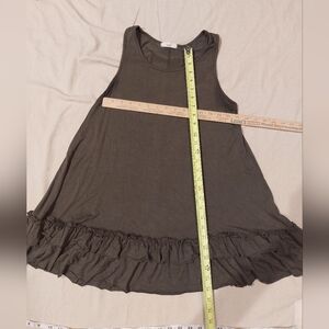 Easel Dark Olive Sleeveless Ruffle Hem Tunic